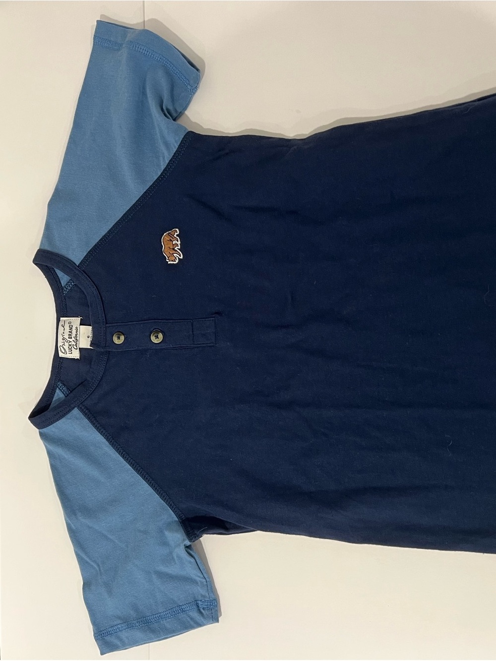 Lucky Brand Navy and Light Blue with Bear Patch